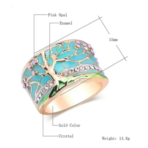 Pretland Tree of Life Opal Ring Size 7 - Picture 3 of 7